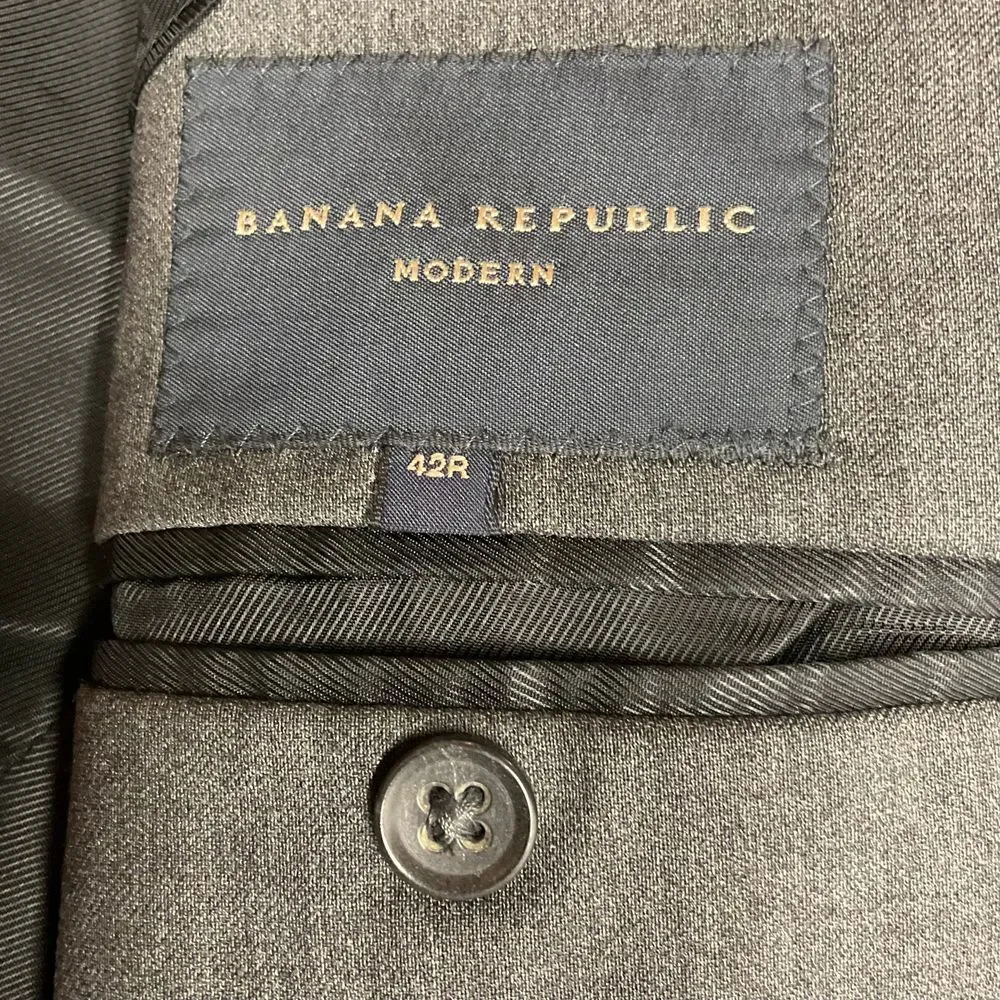 Banana Republic Modern Wool Sport Coat Blazer Jacket Size 42R Gray Business Work